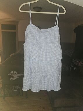 Light Blue Gingham Tiered Sundress Arula Nwot 2x